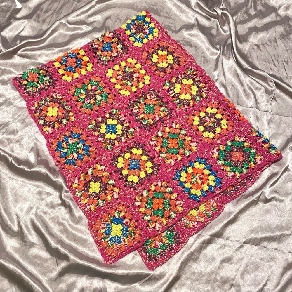 🌟HANDMADE🌟 Pink & Neons Crochet Poncho